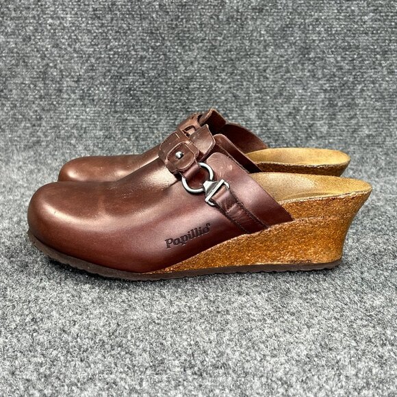 Papillio By Birkenstock Dana Wedge Clogs Women's 8 Brown Leather Slip On Sandals - Picture 4 of 13